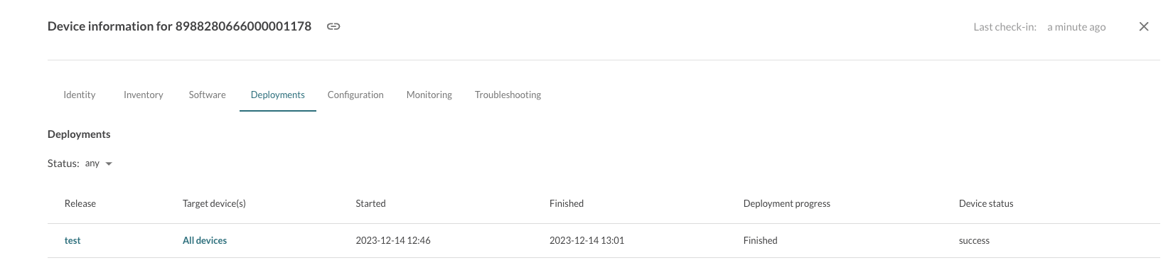 Device deployment history
