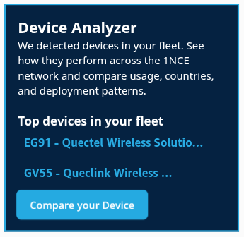 Top devices in your fleet with module-profile links and the Compare your Device button