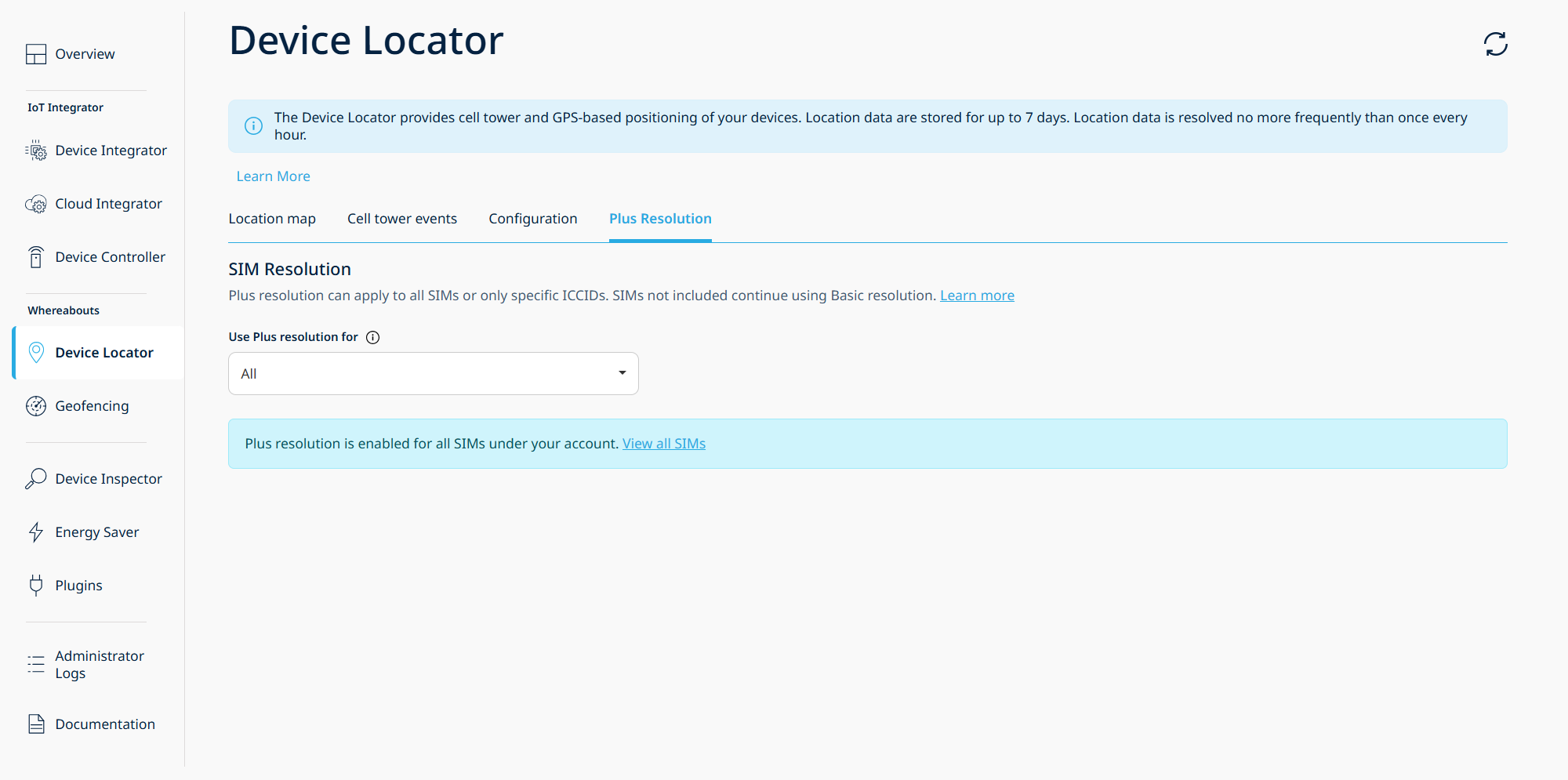 Mode dropdown set to All with informational message in the Plus Resolution tab