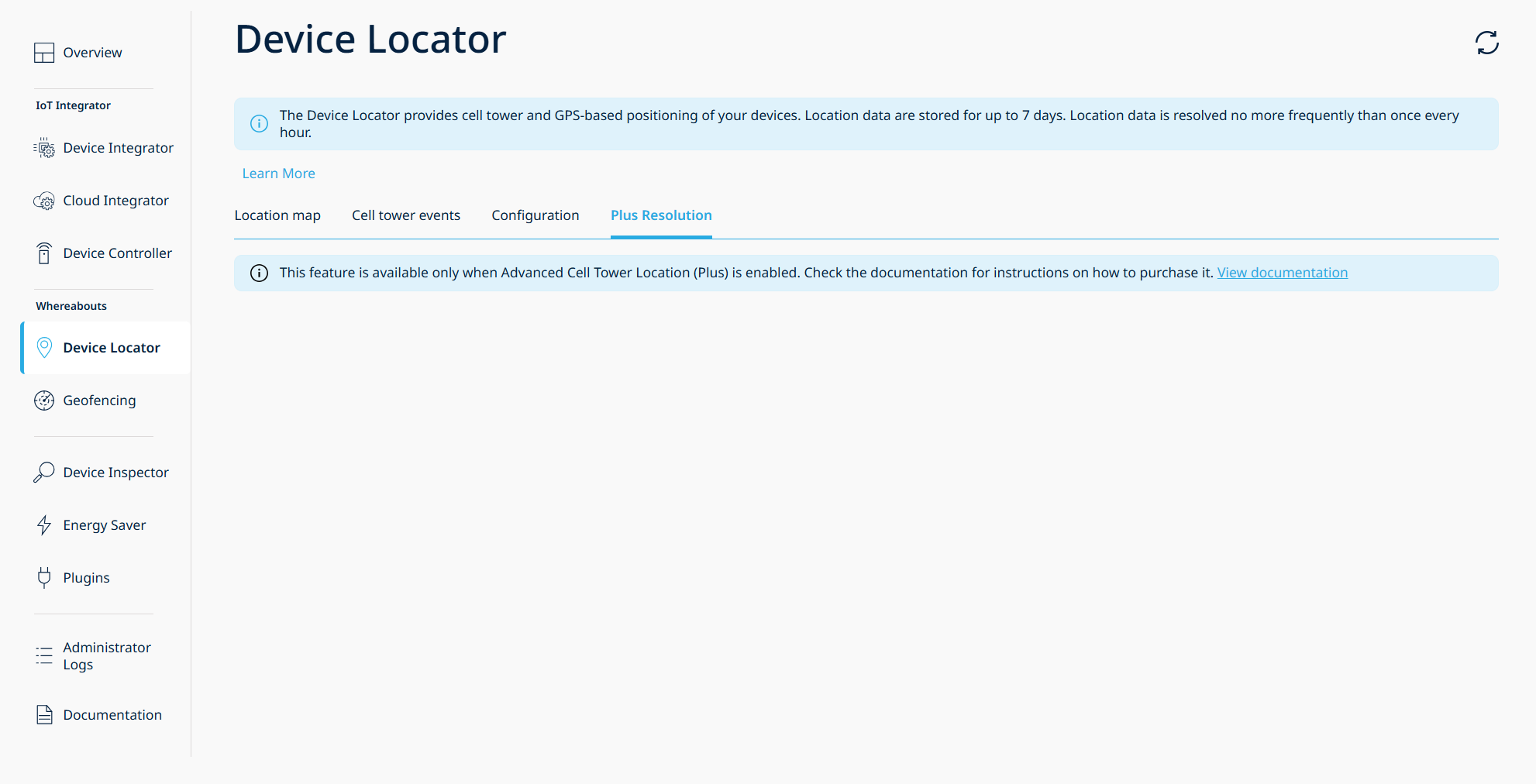 Plus Resolution tab in disabled state