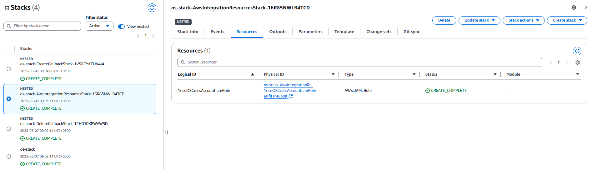 AWS Integration stack resources