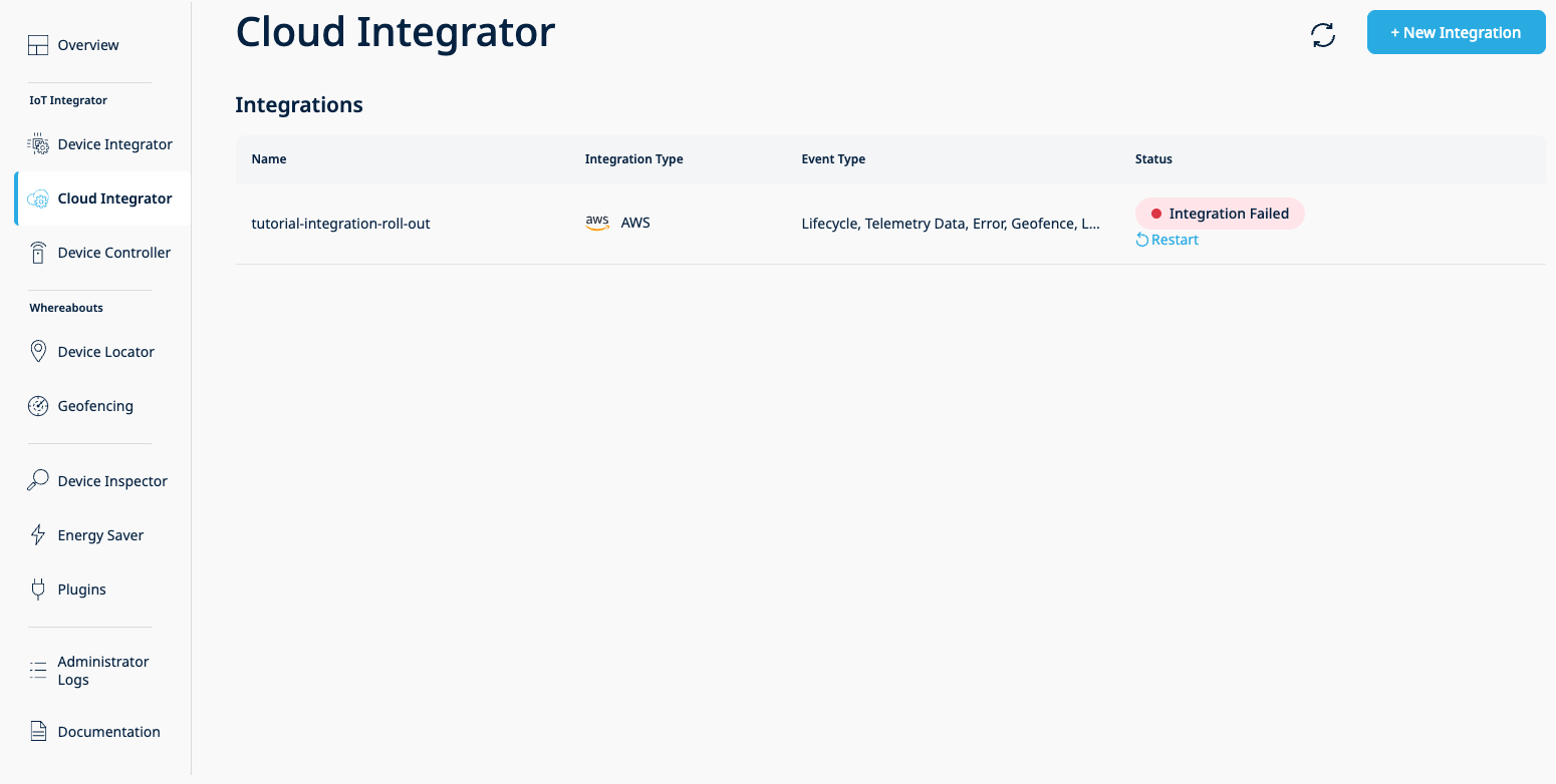 1nceOS restart integration