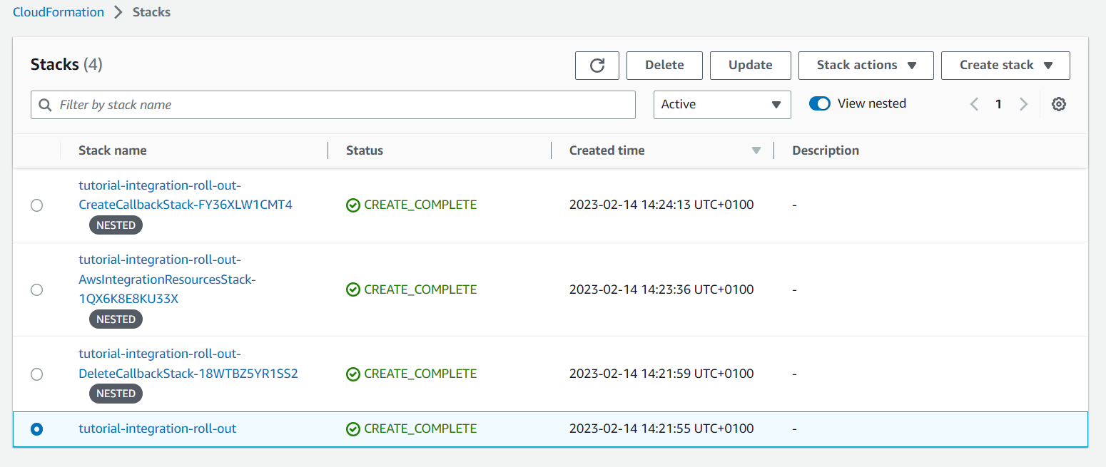 AWS delete stack