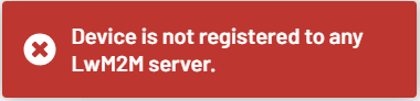 Device not registered to LwM2M server