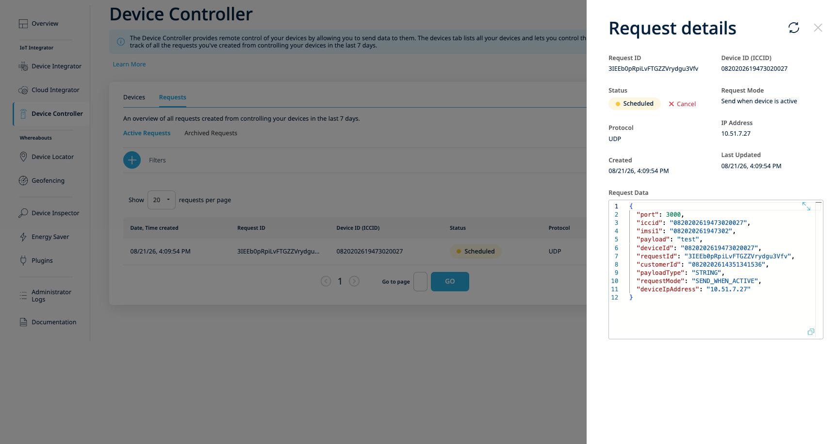 Canceling a request
