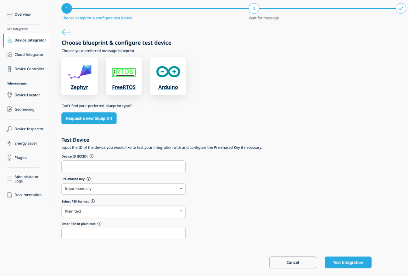 Test Integration Form for CoAP