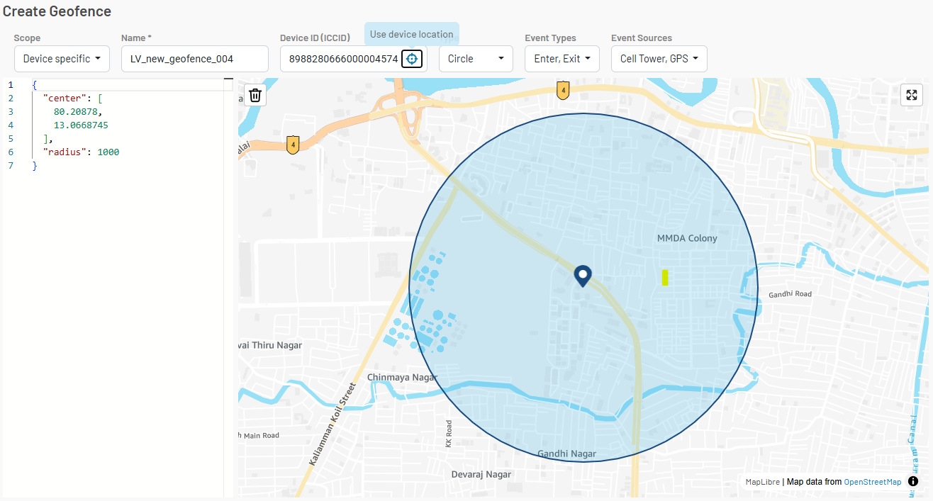 Device-specific geofence with known location