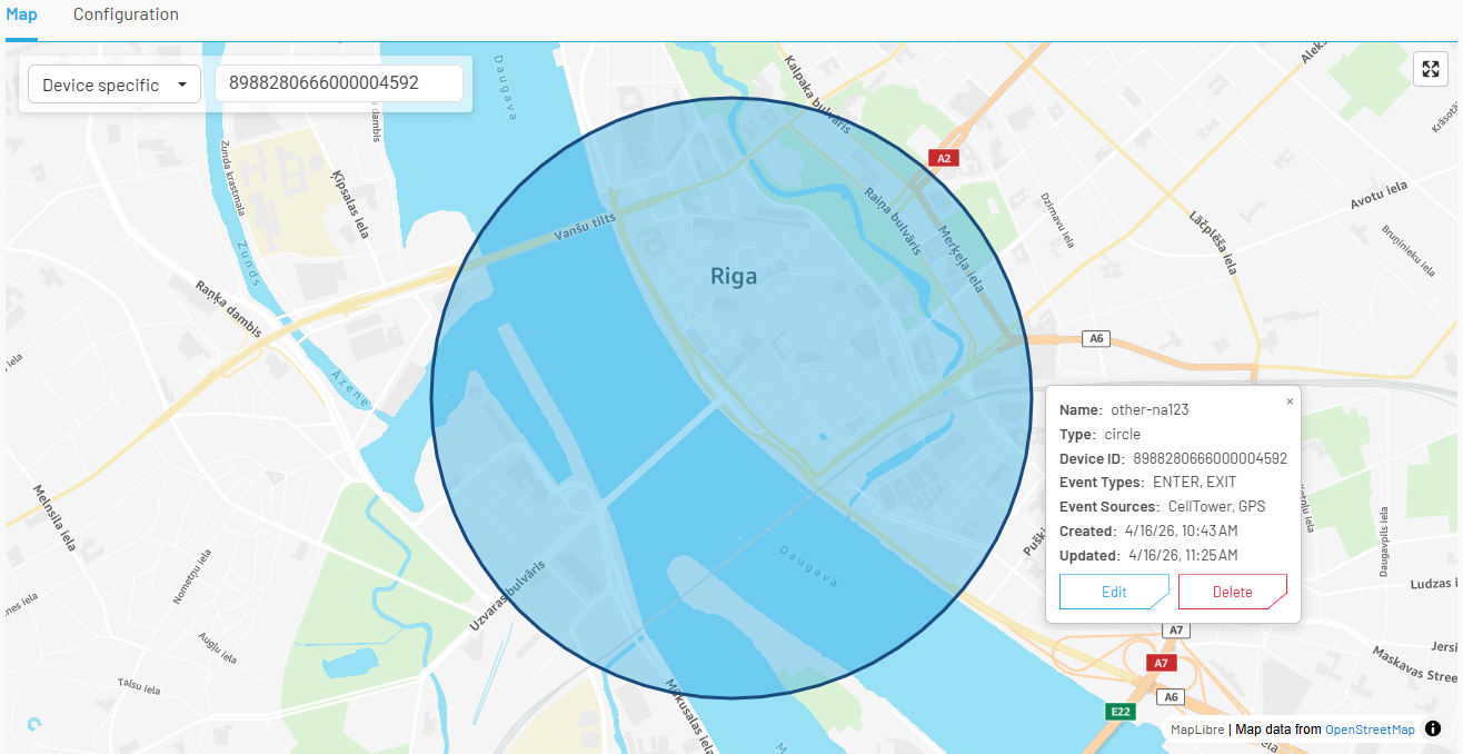 Viewing device geofence by ICCID
