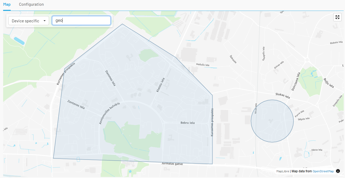 Viewing device geofences by name prefix