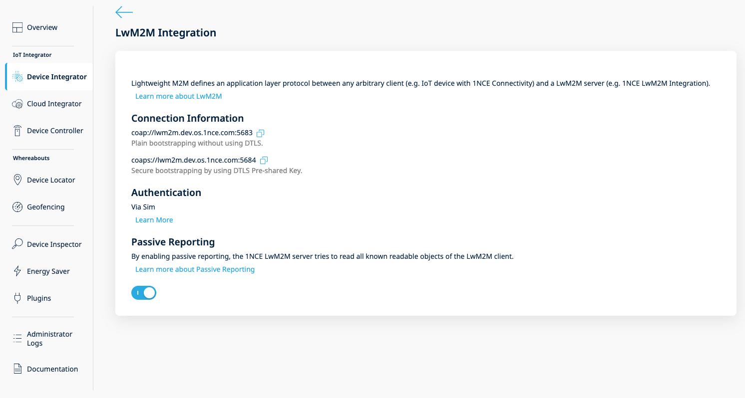 LwM2M Passive Reporting setting