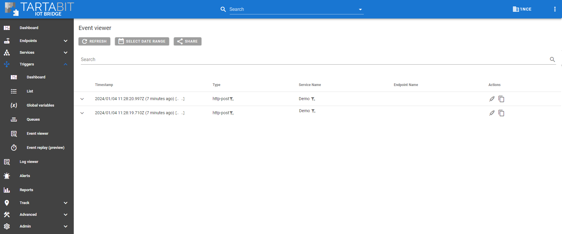 Event viewer